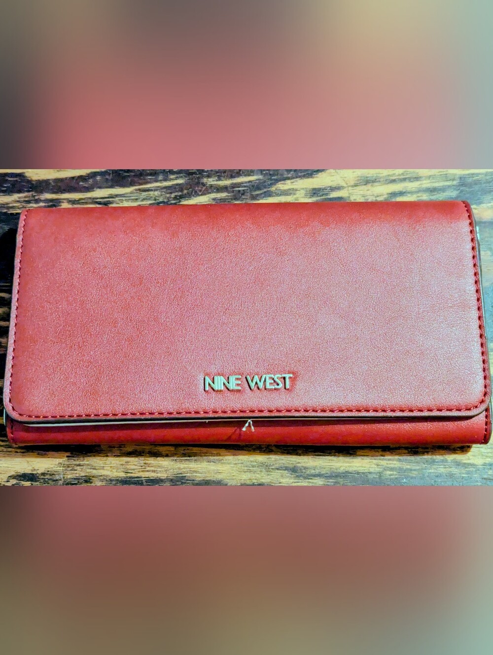 Nine West Red Fold-Over Wallet with Logo Detail